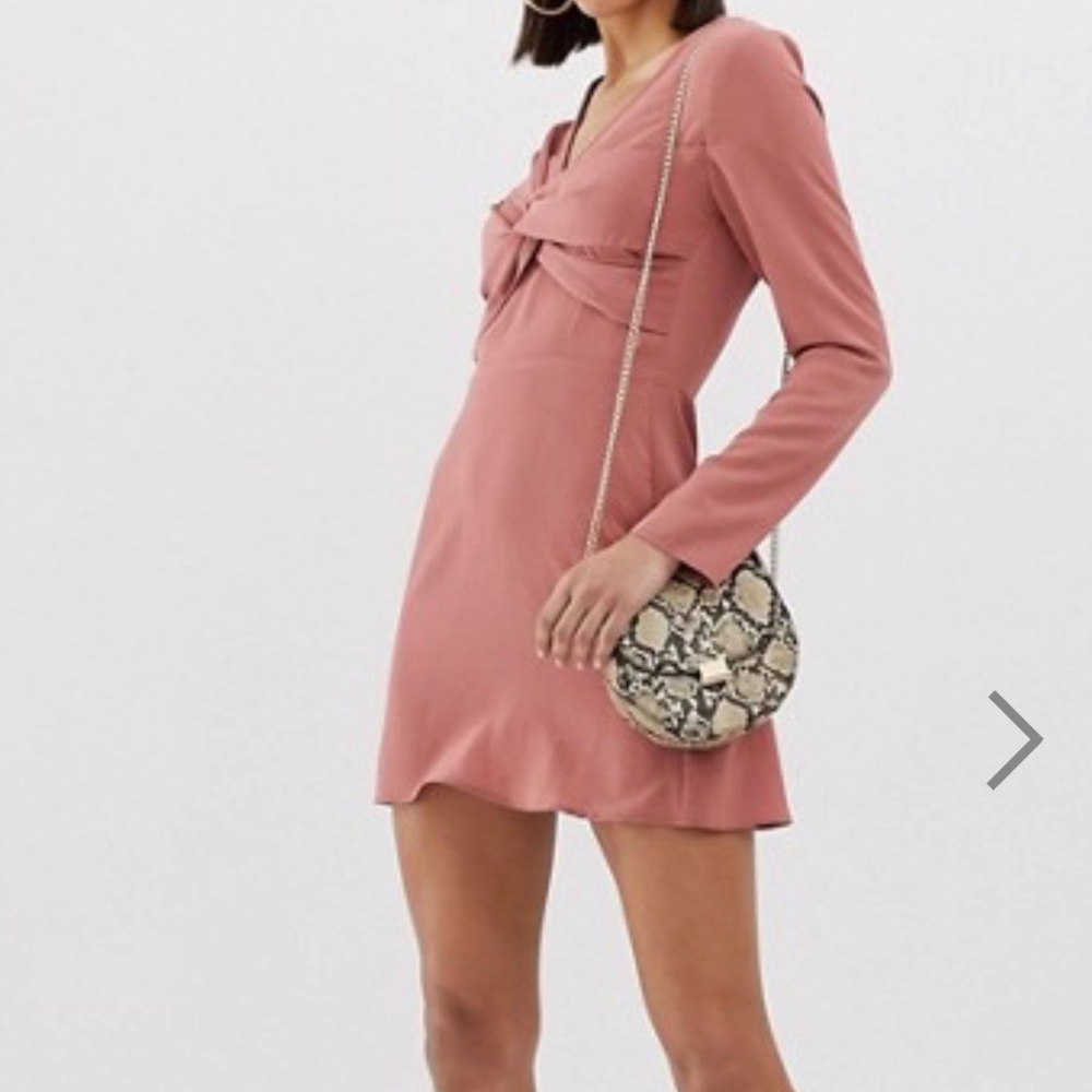 Missguided pink long sleeve dress xs (nwt)